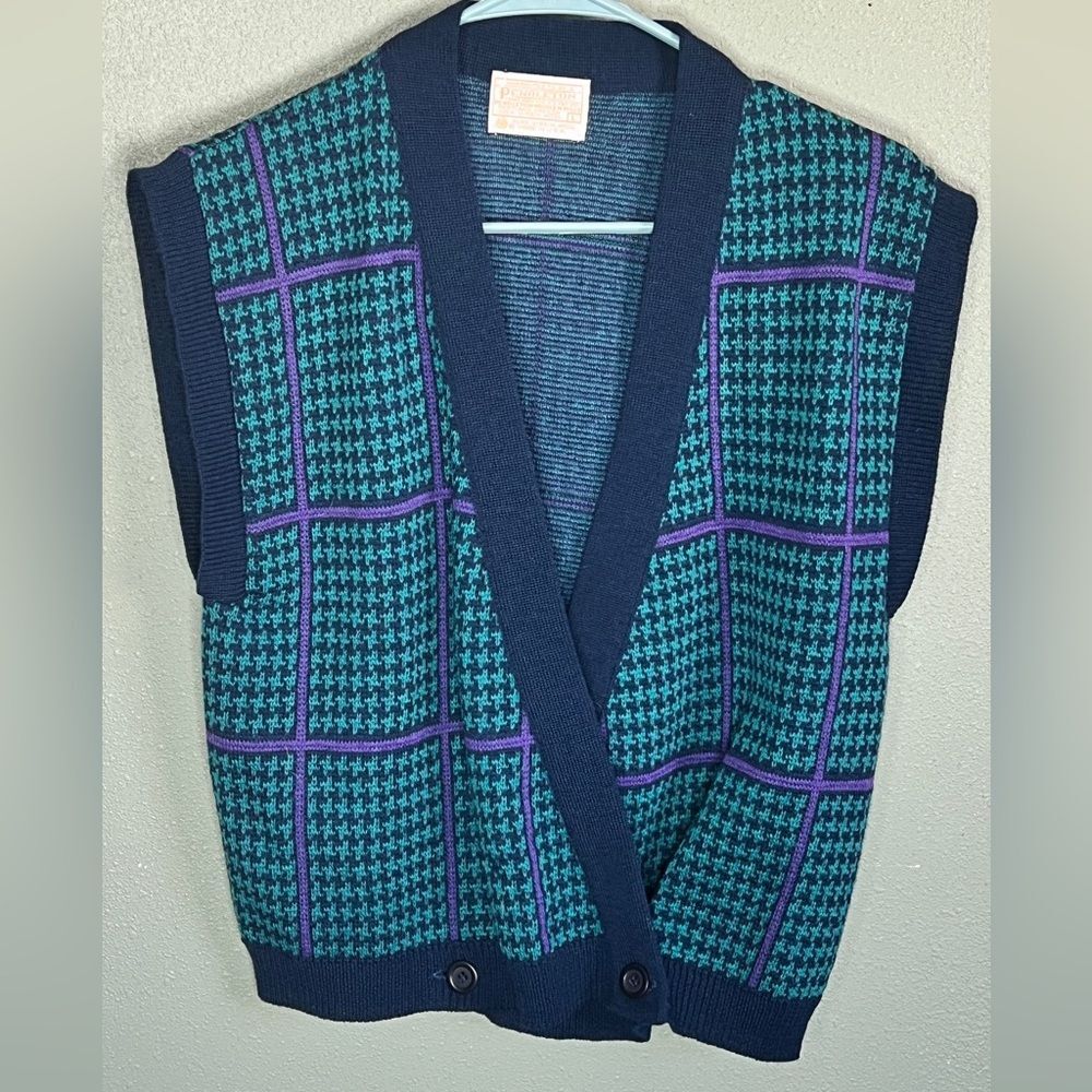 Vintage Pendleton Wool Houndstooth Vest Women's Size Large